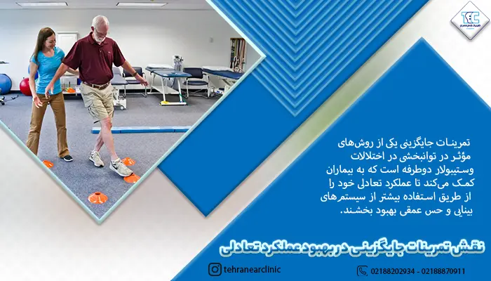 شنوایی شناس در حال انجام تمرینات جایگزینی در بهبود عملکرد تعادلی