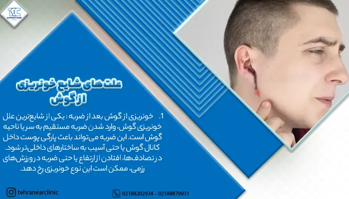 تصویر مردی که خونریزی از گوش دارد و به دنبال علت‌های شایع خونریزی گوش است